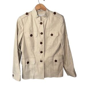 Preston & York Linen Blend Utility Military Blazer Jacket